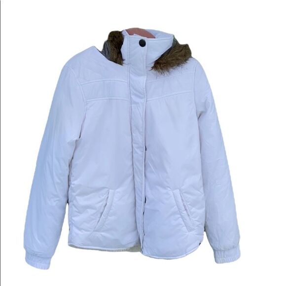 ROXY White Snow Puffer Hooded Jacket Sz M - Picture 2 of 16